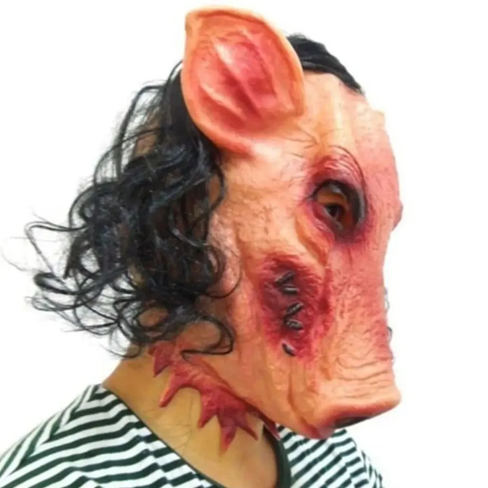 Halloween Saw Pig Hog Mask Swine Butcher Costume Spooky Scary Cosplay Gift - NEW